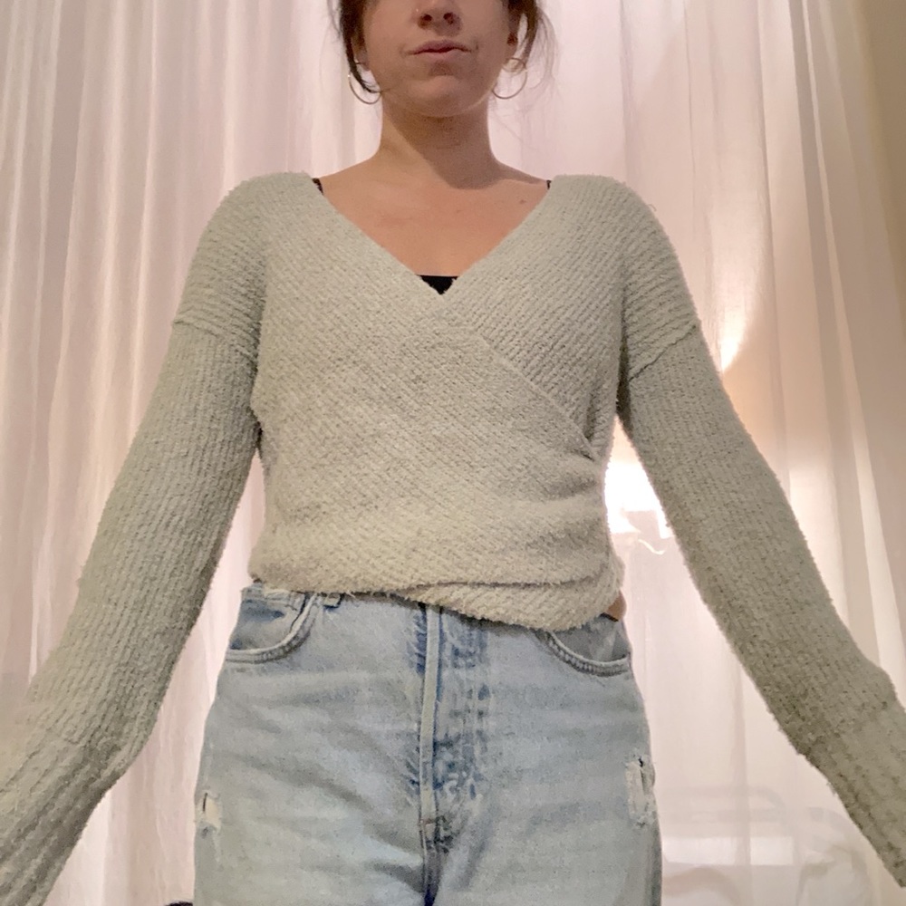 Free People Textured Mock Wrap Sweater